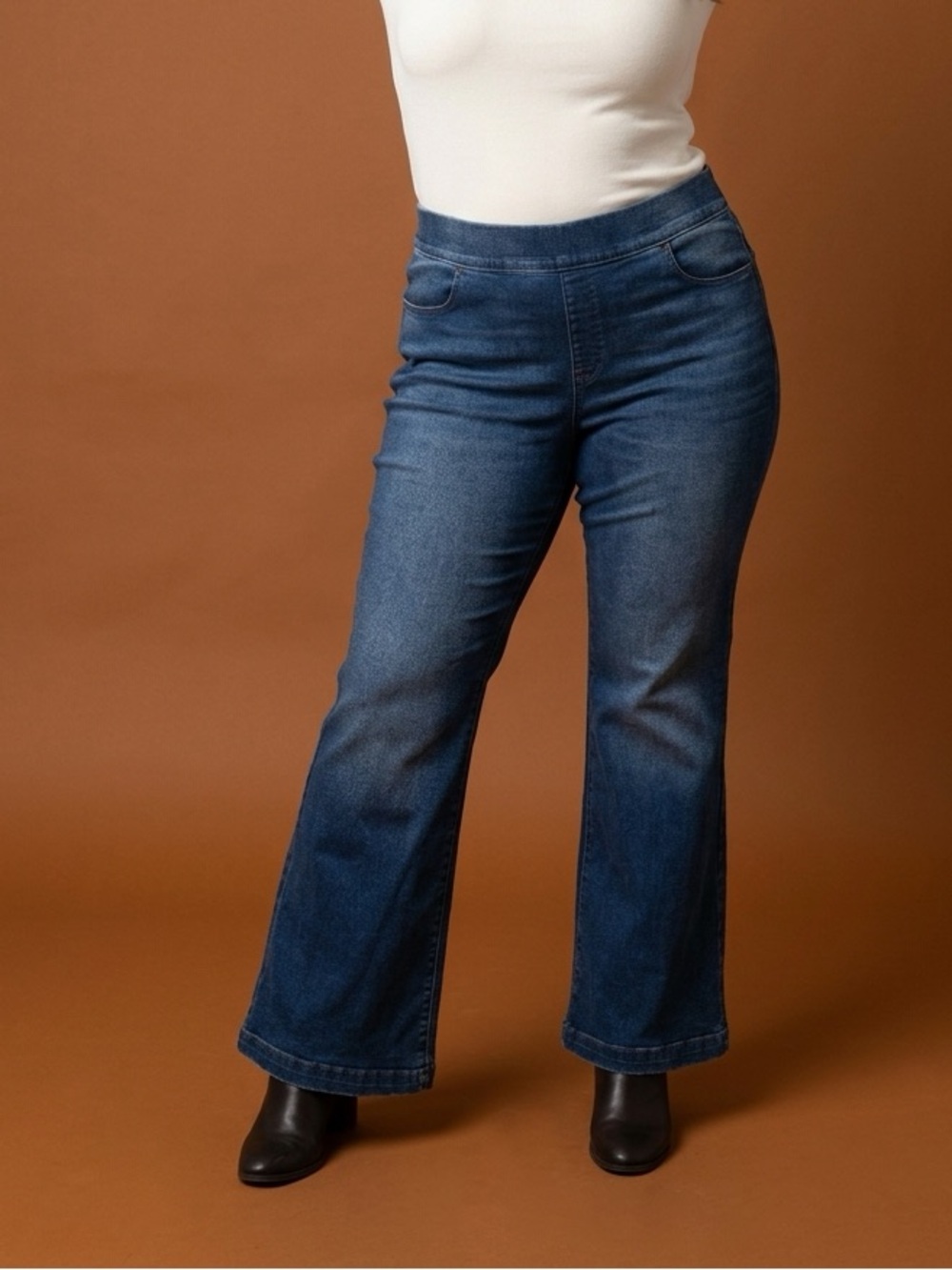 Lane Bryant High-Rise Pull-On Boot Jeans medium dark wash
